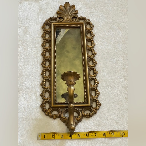 Vintage Homco Dart Wall Sconce Candle Holder Smoky Mirror gold tone - Picture 5 of 12